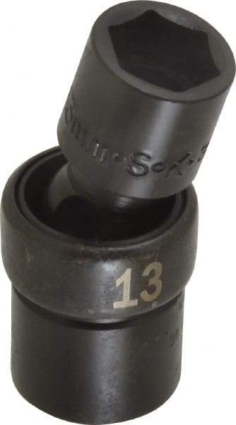 SK - 3/8" Drive 13mm Standard Universal Impact Socket - 6 Points, 2-9/64" OAL - Industrial Tool & Supply