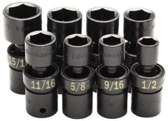SK - 8 Piece 1/2" Drive Standard Impact Socket Set - 6 Points, 1/2 to 15/16", Inch Measurement Standard - Industrial Tool & Supply