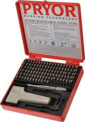 Pryor - 112 Piece, 1/16 Inch Character, Hardened Steel Type Set - 18 Character Capacity - Industrial Tool & Supply