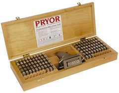 Pryor - 106 Piece, 3/8 Inch Character, Hardened Steel Type Set - 6 Character Capacity - Industrial Tool & Supply