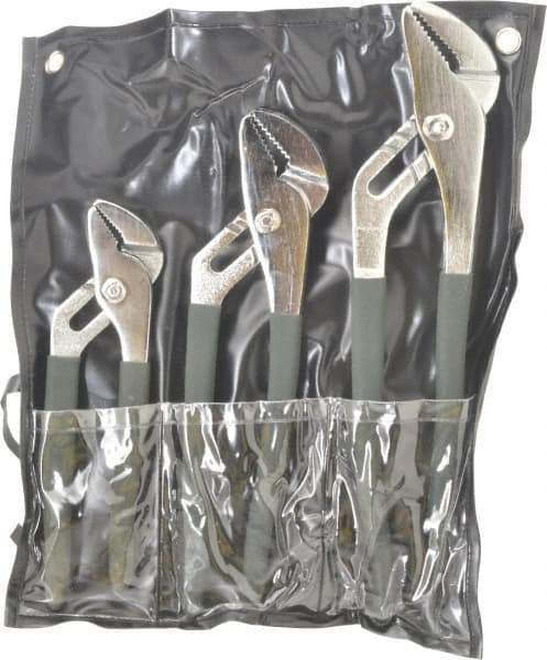 Value Collection - 3 Piece Tongue & Groove Plier Set - Comes in Plastic Pouch - Industrial Tool & Supply