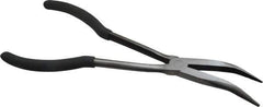 Value Collection - 11" OAL, 4" Jaw Length x 11/16" Jaw Width, Long Nose Pliers - Serrated Jaw, Angled Head, Plastic Dipped Handles - Industrial Tool & Supply