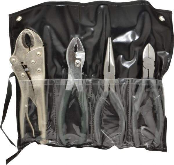 Value Collection - 4 Piece Plier Set - Comes in Plastic Pouch - Industrial Tool & Supply