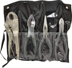Value Collection - 4 Piece Plier Set - Comes in Plastic Pouch - Industrial Tool & Supply