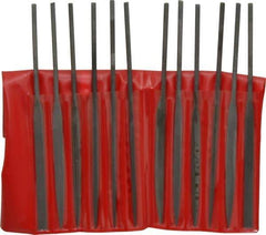 Value Collection - 12 Piece Swiss Pattern File Set - 5-1/2" Long, 0 Coarseness, Round Handle, Set Includes Barrette, Crossing, Equalling, Flat, Half Round, Knife, Round, Round Edge Joint, Slitting, Square, Three Square - Industrial Tool & Supply