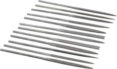 Value Collection - 12 Piece Swiss Pattern File Set - 6-1/4" Long, 0 Coarseness, Round Handle, Set Includes Barrette, Crossing, Equalling, Flat, Half Round, Knife, Round, Round Edge Joint, Slitting, Square, Three Square - Industrial Tool & Supply