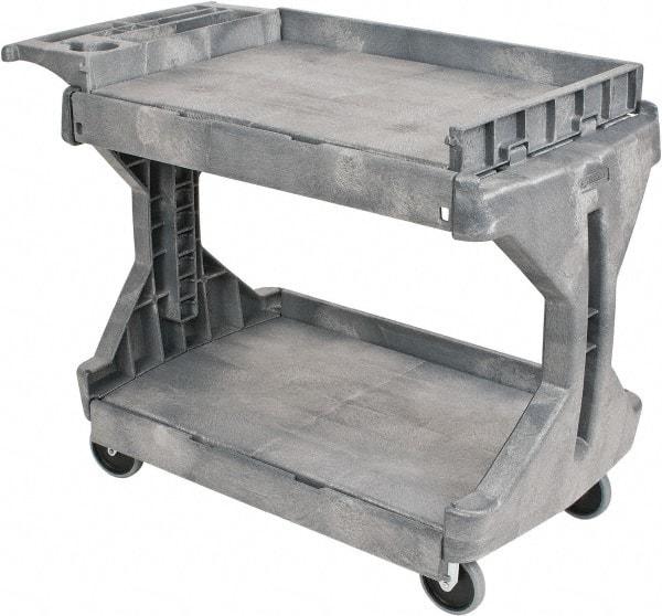 Akro-Mils - 400 Lb Capacity, 24-1/2" Wide x 45" Long x 32" High Standard Utility Cart - 2 Shelf, Plastic, 2 Rigid/2 Swivel Casters - Industrial Tool & Supply