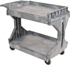 Akro-Mils - 400 Lb Capacity, 24-1/2" Wide x 45" Long x 32" High Standard Utility Cart - 2 Shelf, Plastic, 2 Rigid/2 Swivel Casters - Industrial Tool & Supply