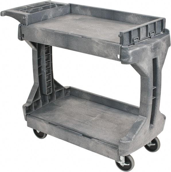 Akro-Mils - 400 Lb Capacity, 19" Wide x 41-1/2" Long x 34-3/4" High Standard Utility Cart - 2 Shelf, Plastic, 2 Rigid/2 Swivel Casters - Industrial Tool & Supply