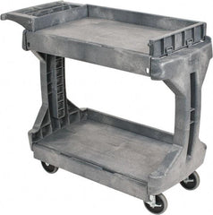 Akro-Mils - 400 Lb Capacity, 19" Wide x 41-1/2" Long x 34-3/4" High Standard Utility Cart - 2 Shelf, Plastic, 2 Rigid/2 Swivel Casters - Industrial Tool & Supply