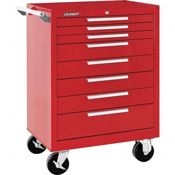 Kennedy - 8 Drawer 1,400 Lb Capacity Steel Tool Roller Cabinet - 27" Wide x 39" High x 18" Deep, Red - Industrial Tool & Supply