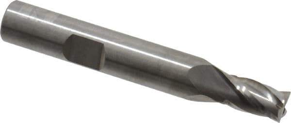 RobbJack - 9/32", 7/16" LOC, 3/8" Shank Diam, 2-1/2" OAL, 4 Flute, Solid Carbide Square End Mill - Single End, Uncoated, Spiral Flute, 30° Helix, Centercutting, Right Hand Cut, Right Hand Flute, Series T12-403 - Industrial Tool & Supply