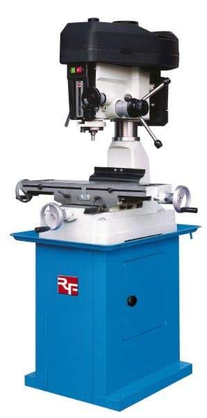 Rong Fu - 3 Phase, 16-3/8" Swing, Step Pulley Mill Drill Machine - 28-1/2" Table Length x 8-1/4" Table Width, 18-1/8" Longitudinal Travel, 6-1/4" Cross Travel, 23 Spindle Speeds, 1 hp, 230 Volts - Industrial Tool & Supply