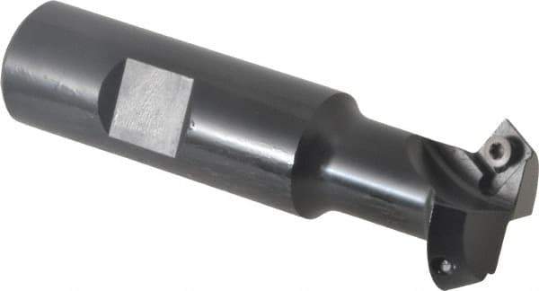 Kennametal - 30° Lead Angle, 1.077" Max Cut Diam, 3/4" Min Cut Diam, 6.6mm Max Depth of Cut, Indexable Chamfer and Angle End Mill - 2 Inserts, SDEB 26152 Insert Style, 3-1/4" Overall Length, Straight Shank - Industrial Tool & Supply