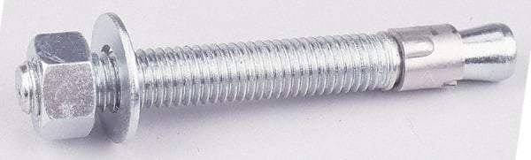 Value Collection - 3/4" Diam, 3/4" Drill, 7" OAL, 2-3/4" Min Embedment Wedge Expansion Concrete Anchor - Grade 5 Steel, Galvanized Finish, Hex Nut Head, Hex Drive, 4" Thread Length - Industrial Tool & Supply