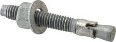Made in USA - 3/8" Diam, 3/8" Drill, 2-3/4" OAL, 2-7/8" Min Embedment Wedge Expansion Concrete Anchor - Grade 5 Steel, Galvanized Finish, Hex Nut Head, Hex Drive, 1-5/8" Thread Length - Industrial Tool & Supply