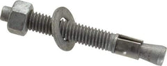 Made in USA - 3/8" Diam, 3/8" Drill, 3" OAL, 3-3/8" Min Embedment Wedge Expansion Concrete Anchor - Grade 5 Steel, Galvanized Finish, Hex Nut Head, Hex Drive, 1-7/8" Thread Length - Industrial Tool & Supply
