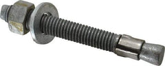 Made in USA - 1/2" Diam, 1/2" Drill, 4-1/4" OAL, 4-5/8" Min Embedment Wedge Expansion Concrete Anchor - Grade 5 Steel, Galvanized Finish, Hex Nut Head, Hex Drive, 3" Thread Length - Industrial Tool & Supply