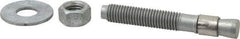 Made in USA - 5/8" Diam, 5/8" Drill, 4-1/2" OAL, Wedge Expansion Concrete Anchor - Grade 5 Steel, Galvanized Finish, Hex Nut Head, Hex Drive, 2-5/8" Thread Length - Industrial Tool & Supply