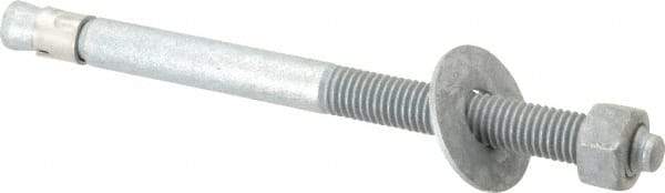 Value Collection - 5/8" Diam, 5/8" Drill, 8-1/2" OAL, 1-1/2" Min Embedment Wedge Expansion Concrete Anchor - Grade 5 Steel, Galvanized Finish, Hex Nut Head, Hex Drive, 4" Thread Length - Industrial Tool & Supply