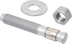 Made in USA - 3/4" Diam, 3/4" Drill, 4-3/4" OAL, 1-5/8" Min Embedment Wedge Expansion Concrete Anchor - Grade 5 Steel, Galvanized Finish, Hex Nut Head, Hex Drive, 2-7/8" Thread Length - Industrial Tool & Supply