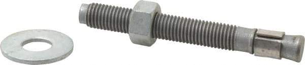 Made in USA - 3/4" Diam, 3/4" Drill, 6-1/4" OAL, 2-1/2" Min Embedment Wedge Expansion Concrete Anchor - Grade 5 Steel, Galvanized Finish, Hex Nut Head, Hex Drive, 4-1/4" Thread Length - Industrial Tool & Supply
