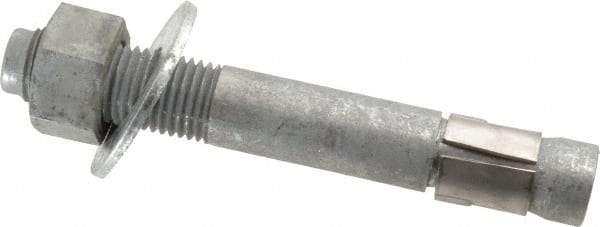 Made in USA - 1-1/4" Diam, 1-1/4" Drill, 9" OAL, Wedge Expansion Concrete Anchor - Grade 5 Steel, Galvanized Finish, Hex Nut Head, Hex Drive, 3-1/4" Thread Length - Industrial Tool & Supply