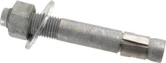 Made in USA - 1-1/4" Diam, 1-1/4" Drill, 9" OAL, Wedge Expansion Concrete Anchor - Grade 5 Steel, Galvanized Finish, Hex Nut Head, Hex Drive, 3-1/4" Thread Length - Industrial Tool & Supply