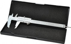 Value Collection - 0 to 6" Carbon Steel Vernier Caliper - 0.02mm Graduation, 1.5748" Jaw Depth, 0.0012" Accuracy, Includes Depth, Inside Diameter, Outside Diameter, Step - Industrial Tool & Supply