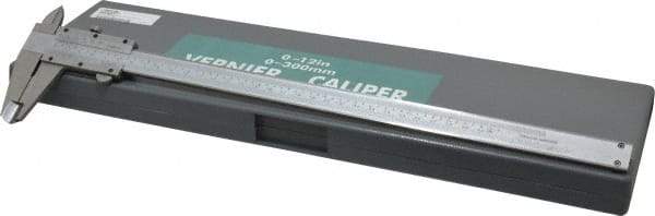 Value Collection - 0 to 12" Stainless Steel Vernier Caliper - 0.02mm Graduation, 2.3622" Jaw Depth, 0.0016" Accuracy, Includes Depth, Inside Diameter, Outside Diameter, Step - Industrial Tool & Supply