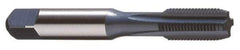Cleveland - 3/8-16 UNC 2B 4 Flute Nitride/Oxide Finish Powdered Metal Straight Flute Machine Tap - Modified Bottoming, Right Hand Thread, 2-15/16" OAL, 31.75mm Thread Length, H5 Limit, Oversize - Exact Industrial Supply