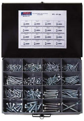 Value Collection - 375 Piece, 1/4x1 to 1/2 x 4-1/2, Steel Lag Screw Assortment - Hex Head, Hex Drive, 1 to 4-1/2" Long, Hot Dipped Galvanized Finish - Industrial Tool & Supply