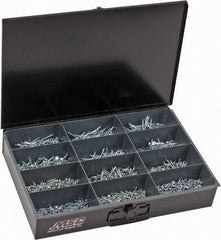 Value Collection - 1,640 Piece, #6x5/8 to #8x3, Steel Wood Screw Assortment - Flat Head, Phillips Drive, 5/8 to 3" Long, Zinc-Plated Finish - Industrial Tool & Supply