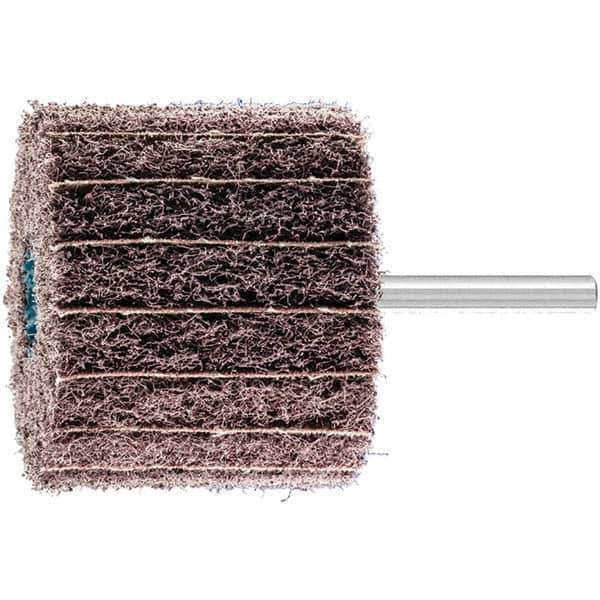 PFERD - 2-3/8" Diam x 2" Face Width, Aluminum Oxide Nonwoven Mounted Flap Wheel - 1/4" Shank Mount, 100 Grit, 10,000 Max RPM - Industrial Tool & Supply