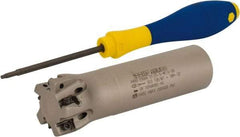 Iscar - 1-1/4" Cut Diam, 0.315" Max Depth of Cut, 1" Shank Diam, 4" OAL, Indexable Square Shoulder Helical End Mill - H490 AN.X 09 Inserts, Weldon Shank, 90° Lead Angle, Through Coolant, Series Helido - Industrial Tool & Supply