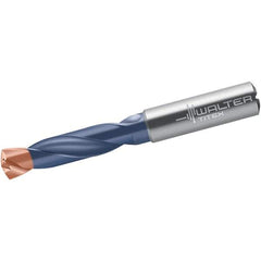 Walter-Titex - 9mm 140° Spiral Flute Solid Carbide Screw Machine Drill Bit - Double Coating Finish, Right Hand Cut, 47mm Flute Length, 89mm OAL, X-treme Plus Point, Straight Shank, Through Coolant - Industrial Tool & Supply