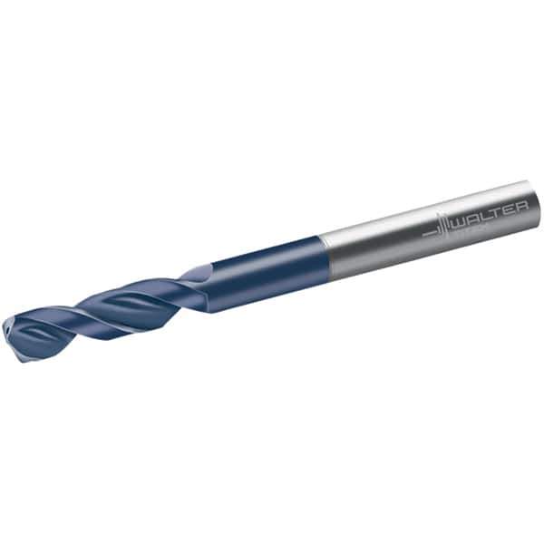 Walter-Titex - 10.2mm 150° Spiral Flute Solid Carbide Screw Machine Drill Bit - Tinal Finish, Right Hand Cut, 55mm Flute Length, 118mm OAL, Form V+A Point, Straight Shank, Through Coolant - Industrial Tool & Supply