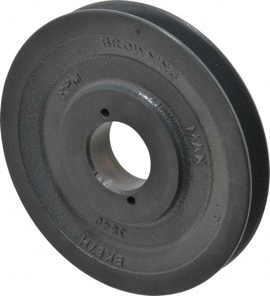 Browning - 1 Groove, 3/8 to 1-1/2 Bore Diam, 6.45" Outside Diam, QD Bushed V Belt Sheave - 5.7 A Diam Belt Pitch - Industrial Tool & Supply