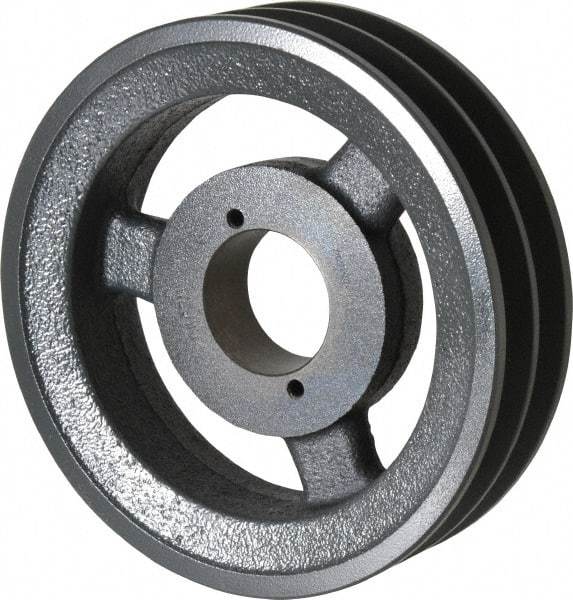 Browning - 2 Groove, 3/8 to 1-1/2 Bore Diam, 6.45" Outside Diam, QD Bushed V Belt Sheave - 5.7 A Diam Belt Pitch - Industrial Tool & Supply