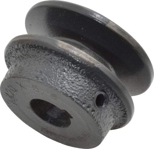Browning - 5/8" Bore, 15/16 Long, 2" Outside Diam, Finished Bore Single Groove V Belt Sheave - 21/32" Wide, 1.46" Pitch Diam of 3L Belt, 1.8" Pitch Diam of 4L Belt - Industrial Tool & Supply