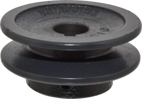 Browning - 5/8" Bore, 15/16 Long, 2-1/2" Outside Diam, Finished Bore Single Groove V Belt Sheave - 21/32" Wide, 1.96" Pitch Diam of 3L Belt, 2.3" Pitch Diam of 4L Belt - Industrial Tool & Supply