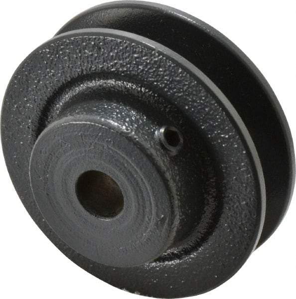 Browning - 1/2" Bore, 15/16 Long, 2.8" Outside Diam, Finished Bore Single Groove V Belt Sheave - 21/32" Wide, 2.26" Pitch Diam of 3L Belt, 2.6" Pitch Diam of 4L Belt - Industrial Tool & Supply