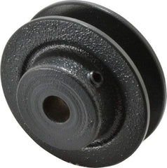 Browning - 1/2" Bore, 15/16 Long, 2.8" Outside Diam, Finished Bore Single Groove V Belt Sheave - 21/32" Wide, 2.26" Pitch Diam of 3L Belt, 2.6" Pitch Diam of 4L Belt - Industrial Tool & Supply