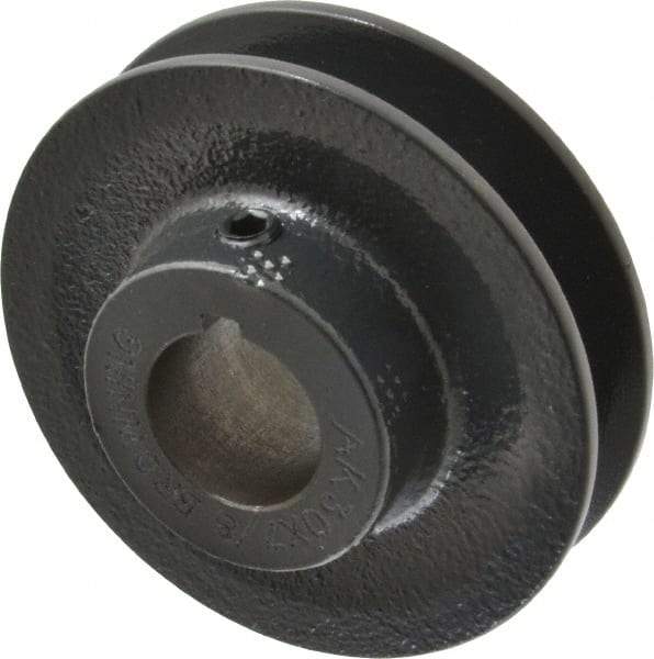 Browning - 7/8" Bore, 15/16 Long, 3.05" Outside Diam, Finished Bore Single Groove V Belt Sheave - 21/32" Wide, 2.46" Pitch Diam of 3L Belt, 2.8" Pitch Diam of 4L Belt - Industrial Tool & Supply