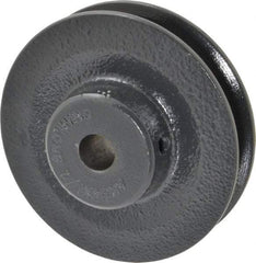 Browning - 1/2" Bore, 15/16 Long, 3.45" Outside Diam, Finished Bore Single Groove V Belt Sheave - 21/32" Wide, 2.86" Pitch Diam of 3L Belt, 3.2" Pitch Diam of 4L Belt - Industrial Tool & Supply