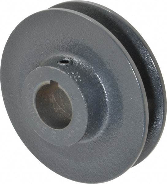 Browning - 7/8" Bore, 15/16 Long, 3.4" Outside Diam, Finished Bore Single Groove V Belt Sheave - 21/32" Wide, 2.86" Pitch Diam of 3L Belt, 3.2" Pitch Diam of 4L Belt - Industrial Tool & Supply