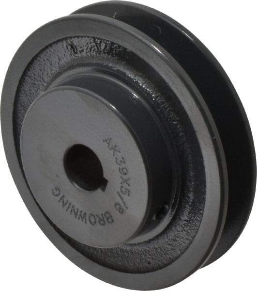 Browning - 5/8" Bore, 1-5/32 Long, 3-3/4" Outside Diam, Finished Bore Single Groove V Belt Sheave - 3/4" Wide, 3.16" Pitch Diam of 3L Belt, 3-1/2" Pitch Diam of 4L Belt - Industrial Tool & Supply