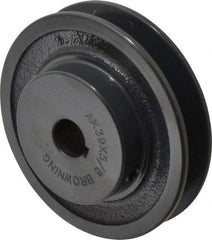 Browning - 5/8" Bore, 1-5/32 Long, 3-3/4" Outside Diam, Finished Bore Single Groove V Belt Sheave - 3/4" Wide, 3.16" Pitch Diam of 3L Belt, 3-1/2" Pitch Diam of 4L Belt - Industrial Tool & Supply