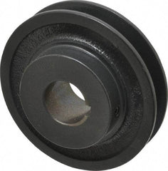 Browning - 1" Bore, 1-5/32 Long, 3-3/4" Outside Diam, Finished Bore Single Groove V Belt Sheave - 3/4" Wide, 3.16" Pitch Diam of 3L Belt, 3-1/2" Pitch Diam of 4L Belt - Industrial Tool & Supply