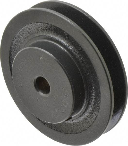 Browning - 1/2" Bore, 1-5/32 Long, 3.95" Outside Diam, Finished Bore Single Groove V Belt Sheave - 3/4" Wide, 3.36" Pitch Diam of 3L Belt, 3.7" Pitch Diam of 4L Belt - Industrial Tool & Supply